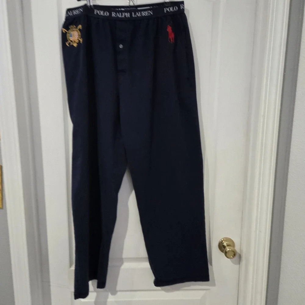 Polo Ralph Lauren Snow‎ Polo Challenge Cup Sz Large Blue Sleep Pants Red Pony